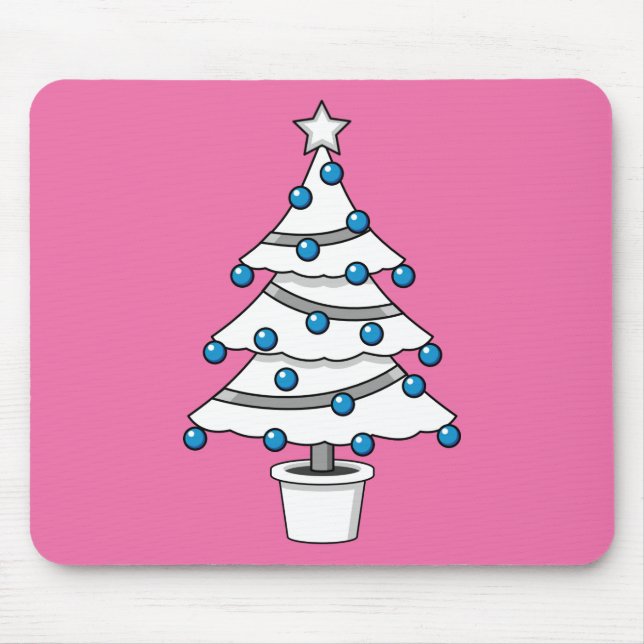Weißer Weihnachtsbaum Mousepad (Vorne)