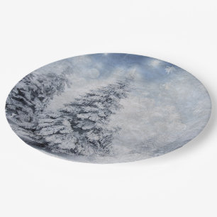 Weißer Weihnachtsbaum Pappteller