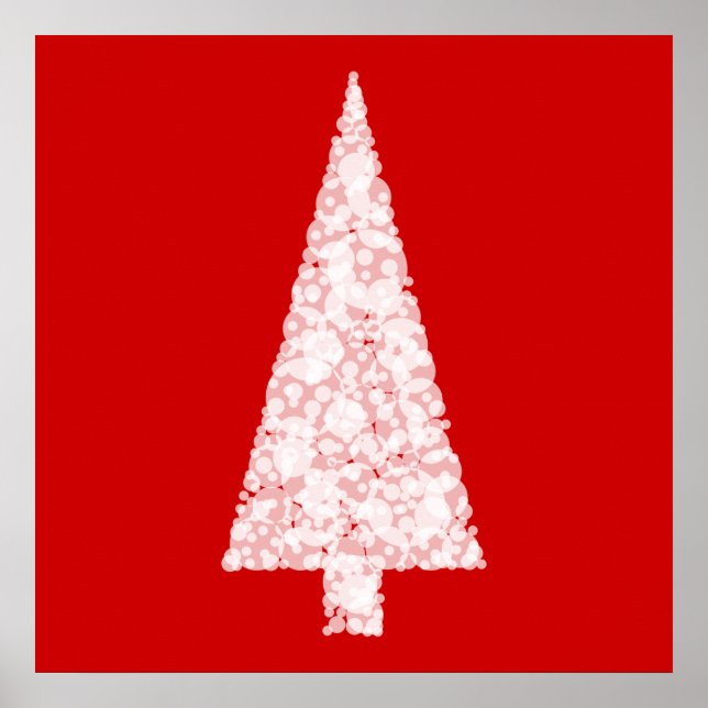 Weißer Weihnachtsbaum. Rot. Modern. Poster (Vorne)