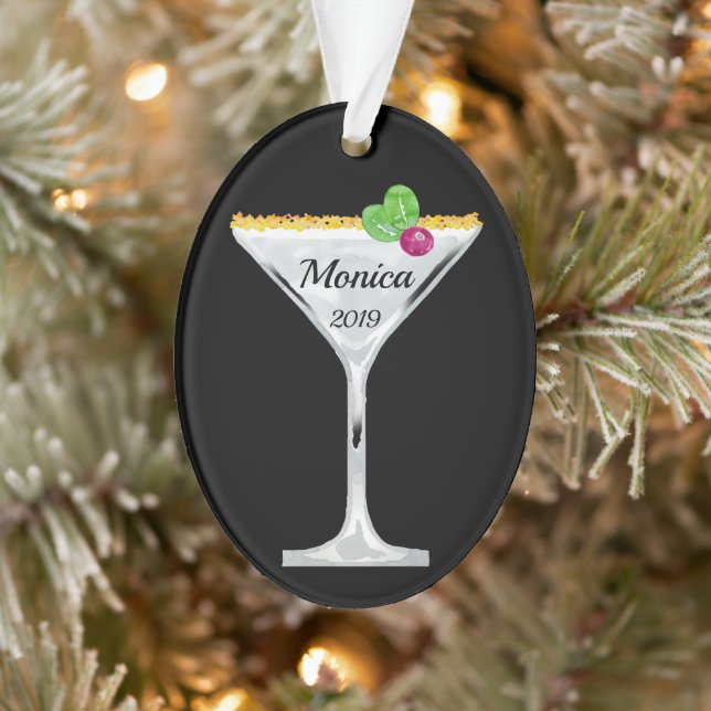 Weißer Weihnachtscocktail Personalisiert Ornament (Baum)