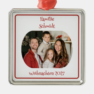 Weißer Weihnachtsschmuck mit Foto & Nachnamen