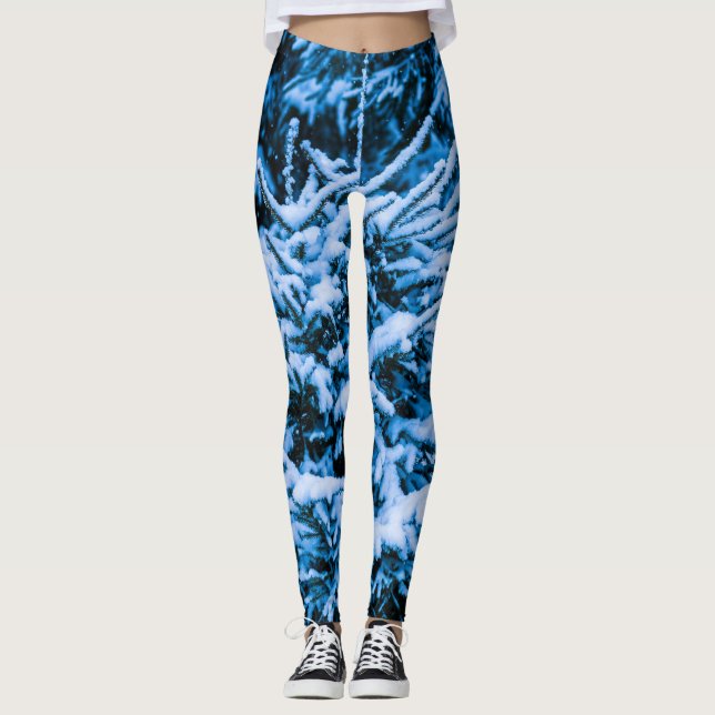 Weißer Weihnachtswald Leggings (Vorderseite)