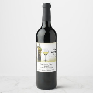 Weißer Wein & Trauben, Bar/Weinkeller Weinetikett