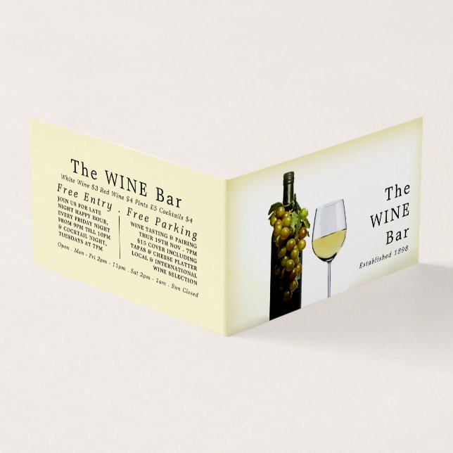 Weißer Wein & Trauben, Weinkeller/Weinkeller, Deta Visitenkarten (Vorderseite)