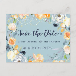 WEISSER WEIN UND ROSE Save the Date Postkarte