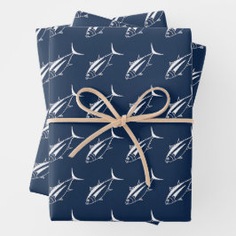 Weißer Weißer Thunfisch auf Meeresblau im großen S Geschenkpapier Set