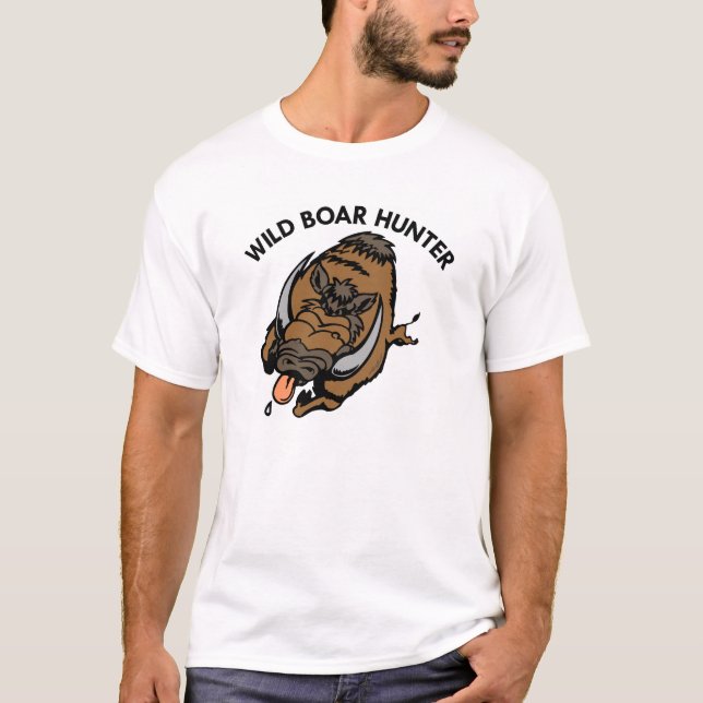 Weißer wilder Eber-Jäger T-Shirt (Vorderseite)