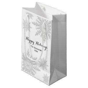 Weißer Winter Schneeflocken Happy Holidays Kleine Geschenktüte