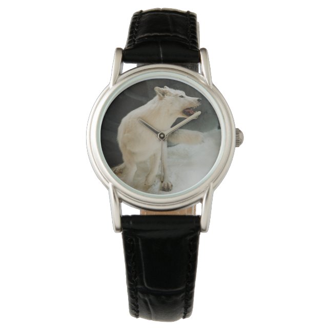 Weißer Wolf Armbanduhr (Vorderseite)