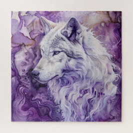 Weißer Wolf auf lila Abstrakt