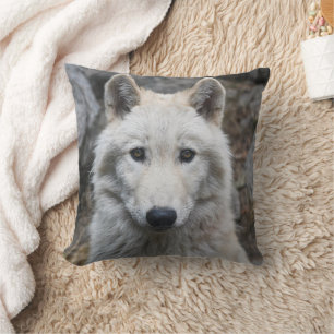 WEISSER WOLF DURCH PILLOWS KISSEN