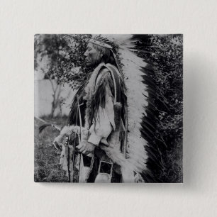 Weißer Wolf, ein Komanche-Leiter, c.1891-98 Button