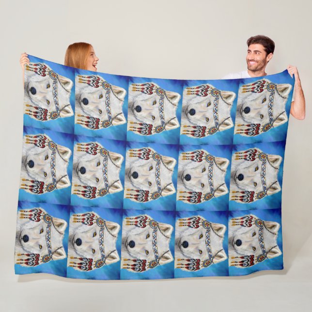 Weißer Wolf Fleecedecke (Beispiel)