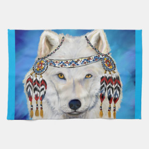 Weißer Wolf Geschirrtuch
