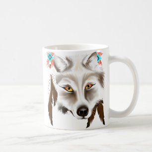 Weißer Wolf-Gesichts-Tasse Kaffeetasse