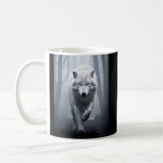 Weißer Wolf im Foggy Forest Kaffeetasse