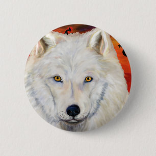 Weißer Wolf Kokopelli Button