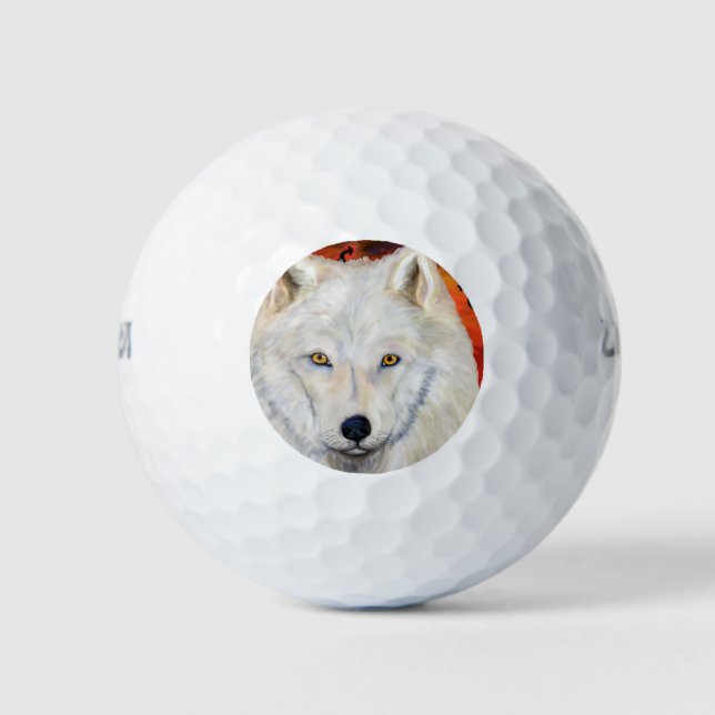 Weißer Wolf Kokopelli Golfball (Vorderseite)
