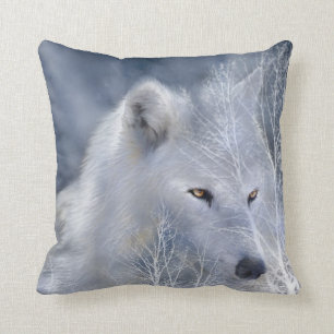 Weißer Wolf-Kunst-Designer-Kissen Kissen