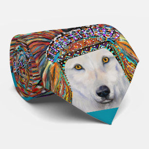 Weißer Wolf Kunst Krawatte