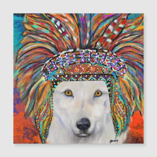 Weißer Wolf Kunst Magnetkarte