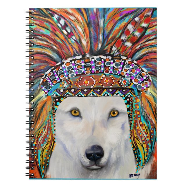 Weißer Wolf Kunst Notizblock (Vorderseite)