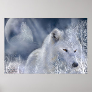 Weißer Wolf-Kunst-Plakat/Druck Poster