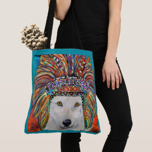 Weißer Wolf Kunst Tasche