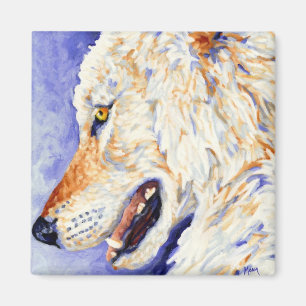 Weißer Wolf Magnet