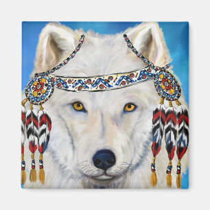 Weißer Wolf Magnet