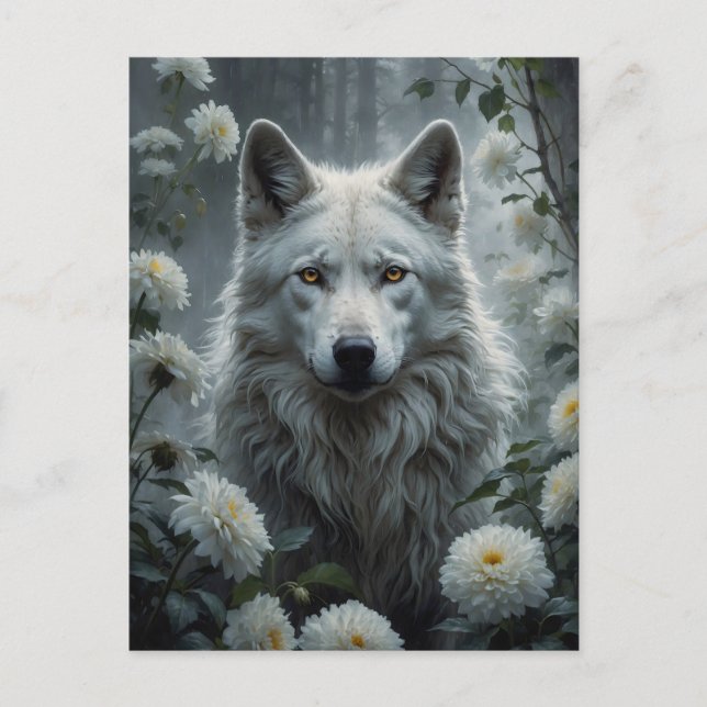 Weißer Wolf Postkarte (Vorderseite)