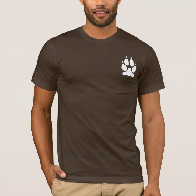 Weißer Wolf-Tatzen-Druck-Silhouette T-Shirt (Vorderseite)