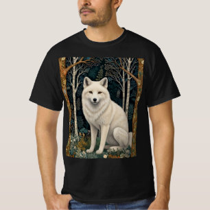 Weißer Wolf Vintage Boho Waldlandschaft T-Shirt