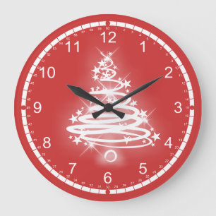 Weißer Zen-Christmasbaum Große Wanduhr