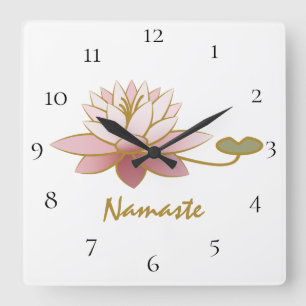 *~* weißer Zen Namaste rosa Quadratische Wanduhr