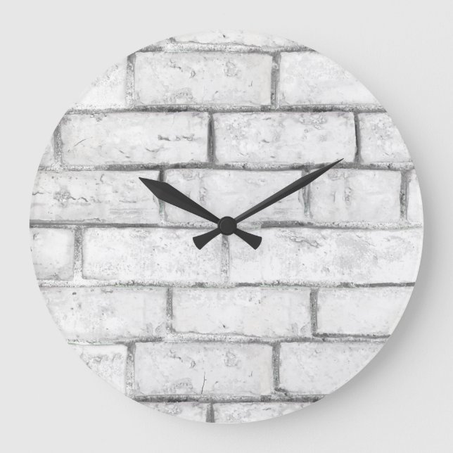 Weißer Ziegelstein-modernes städtisches Große Wanduhr (Vorderseite)