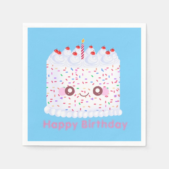 Weißer Zuckerguss Sprinkle Geburtstagstorte Serviette (Vorderseite)