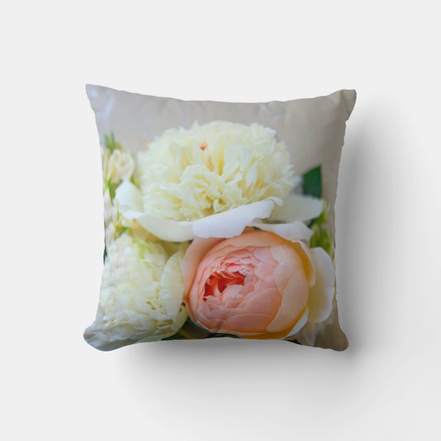 Weißer Zwerg, rosa Rose Kissen (Vorderseite)