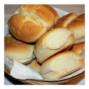 Weißes Abendessen Rolls in einem Brot-Korb-Foto Poster