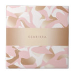 Weißes abstraktes Muster des eleganten modernen Fliese<br><div class="desc">Girly Muster im Imitatgold,  erröten Rosa und Weiß.</div>