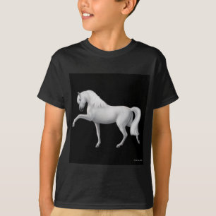 Weißes andalusisches Pferd scherzt dunklen T - T-Shirt