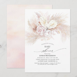 Weißes Anthurium und Pampas Grass Baby Dusche Einladung