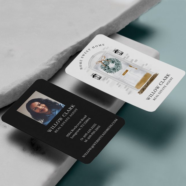 Weißes Anwesen an der Vordertür Visitenkarte (Von Creator hochgeladen)