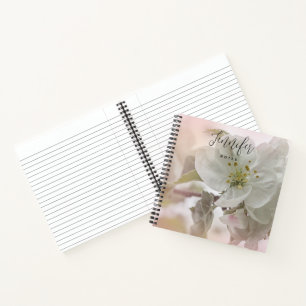 Weißes Apfelblütenfoto Notizbuch