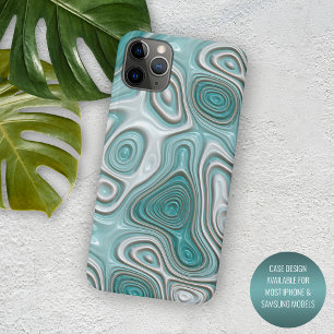 Weißes Aqua Türkis Grünes Wirbel Art Muster iPhone 16 Pro Max Hülle