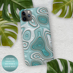 Weißes Aqua Türkis Grünes Wirbelkunstmuster iPhone 15 Pro Max Hülle