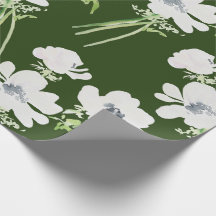 Weißes Aquarellanemon Blume auf grün