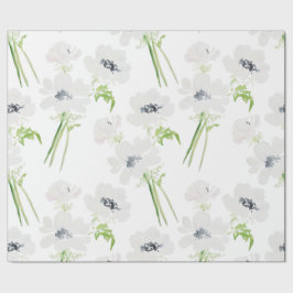 Weißes Aquarellanemon Blume Geschenkpapier