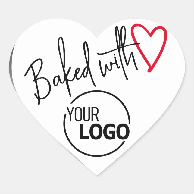 Weißes Backblech mit Liebe hausgemachte Backlogo I Herz-Aufkleber (Vorderseite)