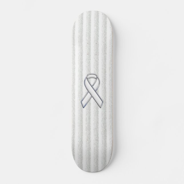 Weißes Band-Bewusstsein auf vertikalen Streifen Skateboard (Vorderseite)